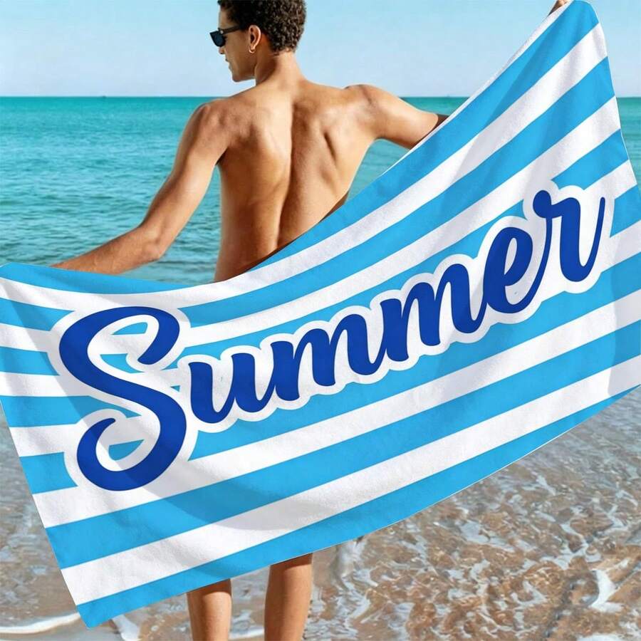 1件條紋夏季海灘毛巾印花超細纖維海灘浴巾,多尺寸海灘毯防曬毛巾,輕量,適用於游泳、露營、運動、海灘或健身房海灘配件 | 現代海灘毛巾 | 耐用海灘墊,海灘毛巾 - 彩色 - 查看 1