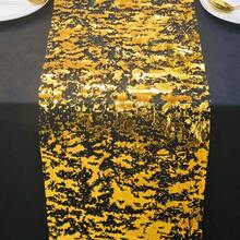 1 Roll Black And Gold Foil Stamped Table Runner, Durable And Wear-Resistant, Polyester Fiber Material, Solid Color Exquisite, Elegant And Personalized, Suitable For Outdoor Gatherings, Birthday Parties, Business Banquets, Holiday Celebrations, Tabletop Decoration, Protection And Concealment - View 8