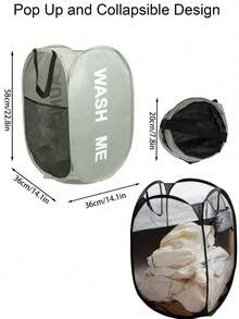 Multifunctional Foldable Laundry Basket, Pop-Up Mesh Dirty Clothes Basket With Durable Handles, Extra Large Capacity, Suitable For Dirty Clothes, Closet, Travel, Dorm - Multicolor - View 11