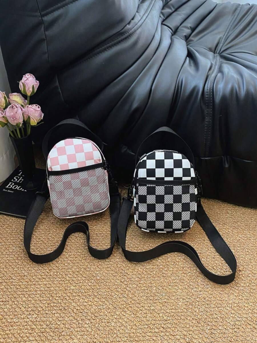 Mesh Patchwork Crossbody Small Bag, Sweet & Cool Style, Multi-Color Options, Handheld Bag, Girly Mini Commuter Bag