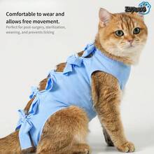 1pc Pet Anti-Licking Clothing, Lightweight & Breathable, Spring/Summer/All-Season, Tie-Up Design Comfortable, Non-Restrictive On Four Legs, Protective Pet Outfit For Cats/Small Dogs - Multicolor - View 9