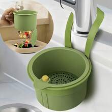 1 pieza Cesta colgante de drenaje para fregadero de cocina, disponible en múltiples estilos, herramienta multifuncional para drenar y filtrar ingredientes alimenticios, equipada con diseño de presión para inclinar y función de autolimpieza, adecuada para fregaderos de esquina, filtra eficazmente el agua residual - Ver 11