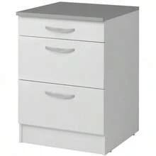 Miroytengo Módulo Inferior Cocina Mueble Bajo EKO Blanco Mate 3 cajones Cocina moderno bisagras metálicas ocultas Melamina Encimera incluida 86x60x60 cm Diseño atractivo Kit montaje instrucciones tornillería De 2 a 3 días de envio - Blanco - Ver 3