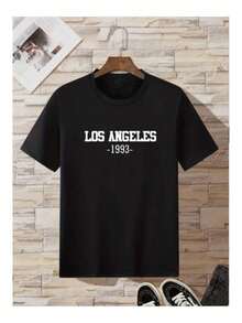 Men's Letter Print T-Shirt - Black - View 2