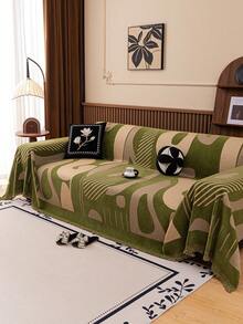 1pc Chenille Sofa Cover, Classic Minimalist Style, Scratch-Resistant & Durable Pet-Friendly, All-Season Sofa Protection, Suitable For Bedroom, Living Room, Study, Office, Machine Washable - Green - View 4