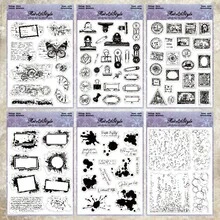 Sellos de silicona transparentes para agenda, sellos básicos de fondo vintage, sellos de goma decorativos DIY para agenda, suministros de relieve para scrapbooking - Sello de silicona - Ver 1