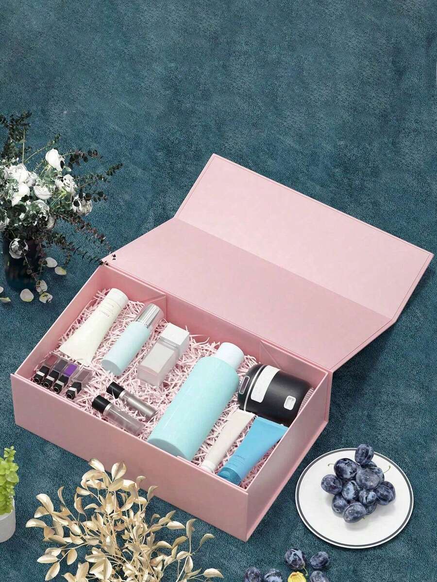1pc Pink Gift Box, Magnetic Closure Foldable Rectangular Gift Box With Lid, Suitable For Proposal, Wedding, Bachelorette Party, Christmas, Halloween, Birthday Gift Packaging - Multicolor - View 1