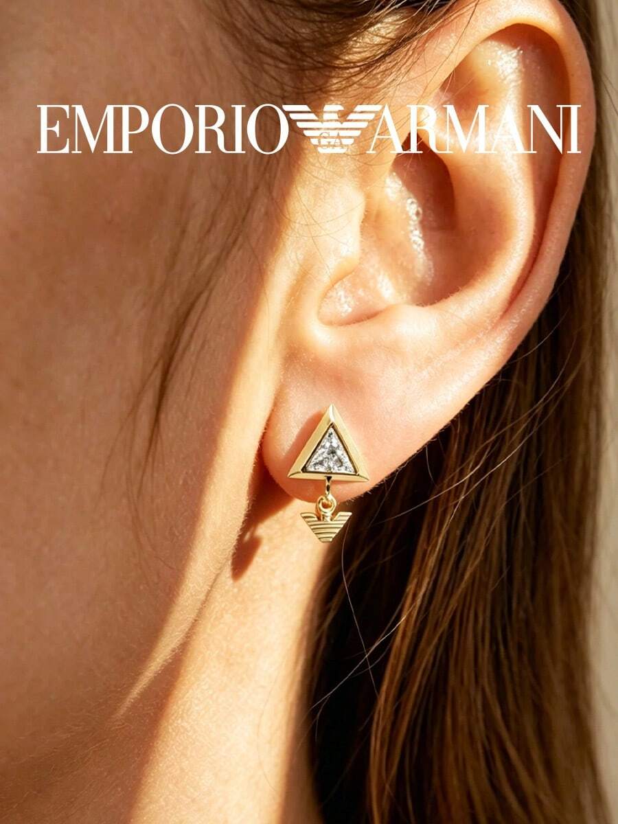 Armani EGS2900710 精緻鋯石耳釘 玫瑰金電鍍 優雅奢華時尚女款飾品 適合日常穿搭約會派對婚禮 - 白色 - 查看 1