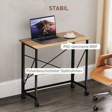Folding Desk, Small 80cm Folding Desk With Casters, Space-Saving Computer Desk For Home Office, Oak - Natural Color - View 6