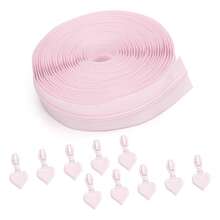 177 cm Cerniera a catena + 10 pezzi di cursori di cerniera coordinati, cursori di cerniera a forma di cuore solido, cerniera in nylon n. 3 nei colori macaron, adatti per borse, zaini, portafogli, tessuti per la casa, sostituzione per cucire e fai da te - #3 Nylon + Cuore - Visualizzare 19
