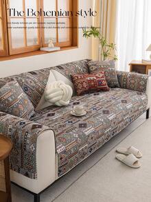 1pc Vintage Bohemian Style Small Diamond Pattern Sofa Cushion, Chenille Jacquard Fabric, Suitable For 1-4 Seater Sofa, All Seasons, Machine Washable. - Multicolor - View 9