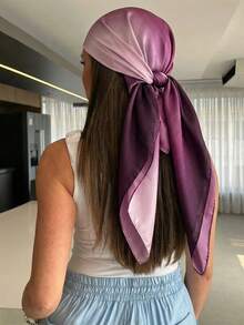 1件女款休閒純色緞面圍巾/頭巾，極簡風春夏髮飾，適合度假、海灘派對、街頭時尚 - 彩色 - 查看 2