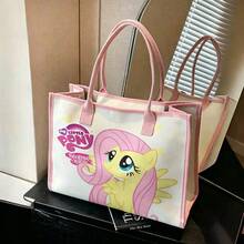 Miniso 小馬寶莉友誼就是魔法系列帆布托特包，可愛 Fluttershy 印花大容量米色帆布日常手提包 - 粉色 - 查看 4