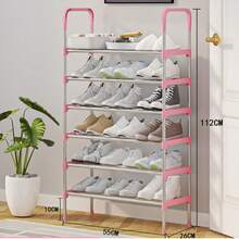 1pc Multi-Layer Shoe Rack, Freestanding Shoe Rack, Easy To Assemble, Suitable For Rental Homes, Entryway, Hallway, Bedroom, Bathroom, Office, Living Room Shoe Storage Rack, Entryway Furniture, Shoe Organizer, Space-Saving Design, Suitable For Various Room Types Space-Saving Shoe Rack - Pink - View 10