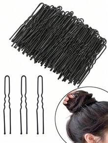 Pinzas para el cabello en forma de U de 5cm/6cm/7cm, tres opciones de longitud, pinzas invisibles negras para moño, adecuadas para mujeres y niñas, herramienta accesorio para fijar el moño de maquillaje, horquillas negras en forma de U - Negro - Ver 6