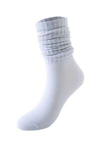 4/3/2/1 Pairs White Slouch Socks Women's Mid-Calf Socks, High Elasticity, Non-Slip, Soft Skin-Friendly, Slouchy Design, Breathable And Comfortable, Vertical Ribbed Texture, Suitable For Daily Wear - White - View 5