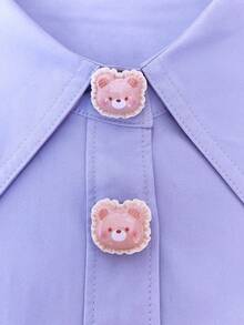 1PC/2PCS 3D Cute Cartoon Pattern Button Covers, Shirts Button Cover Clip On Button Covers Fashion Crystal Cufflinks Cover - Khaki - View 1