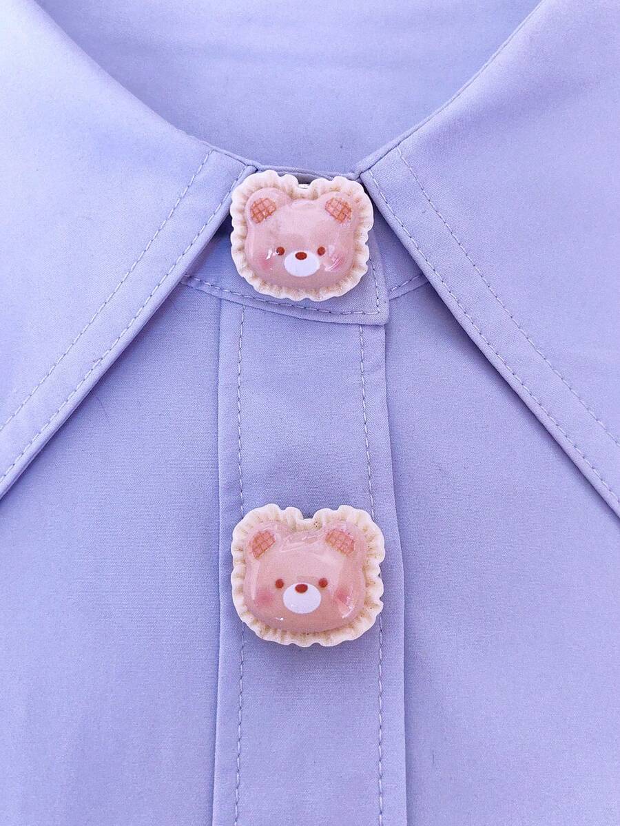1PC/2PCS 3D Cute Cartoon Pattern Button Covers, Shirts Button Cover Clip On Button Covers Fashion Crystal Cufflinks Cover - Khaki - View 1
