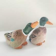 1/2pcs Exquisite Hand Carved Green Headed Duck Wood Carvings, Hand Painted Artworks, Animal Statue Ornaments, Lifelike Wooden Duck Statues, Home Decorations, Holiday Gifts, Unique Christmas Gifts, Suitable For Bird Enthusiasts - Multicolor - View 10