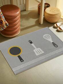 1 pieza Alfombra de pasillo de cocina, alfombra de entrada minimalista con patrón geométrico, tela de lino sintético, estilo de madera natural, alfombra decorativa creativa para cocina & comedor, lavable & fácil de cuidar, adecuada para cocina, entrada, bar, lavandería, pasillo y talla grande - Gris - Ver 6