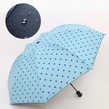1pc Polka Dot Automatic Folding Umbrella, Vintage Black Coating Sun Protection UV Protection Portable Dual-Use Fashion Parasol Umbrella, Minimalist Striped Folding Umbrella, Korean Fresh Style Black Coating Sun Umbrella, Women's Fresh Style Folding Parasol, 8-Rib Manual Compact Polka Dot Umbrella, Practical Minimalist Design, UV Protection, Suitable For Outdoor Travel, Foldable, Spring/Summer Selection, Bridesmaid Gift, Room, Beach, Travel - One Size Fits All - View 3
