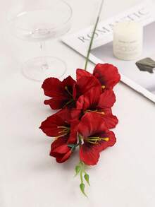 1/5/150pcs Bunga Gladiolus & Magnolia Buatan untuk Dekorasi Rumah, Rangkaian Bunga Pernikahan - Merah - View 7