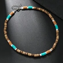 Men's Surfing Necklace, Brown Coconut Shell Necklace, Surfing Necklace, Shell Necklace, Unisex, Seashell Beach Necklace, Summer Accessory - Multicolor - View 18