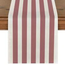 1pc,Bohemian Style,Minimalist Striped Table Runner,Microwave Dust Cover,Protective Cover,Rectangular Tablecloth,Washable,Suitable For Home Dinner,Coffee Table,Kitchen And Dining Room Decor,Dining Table Decor Party And Scene Decoration,Home Decor,Outdoor Patio Table Runner Decor,Entryway Decor,Fireplace Mantel Decor - Smoked Rose Pink - View 12