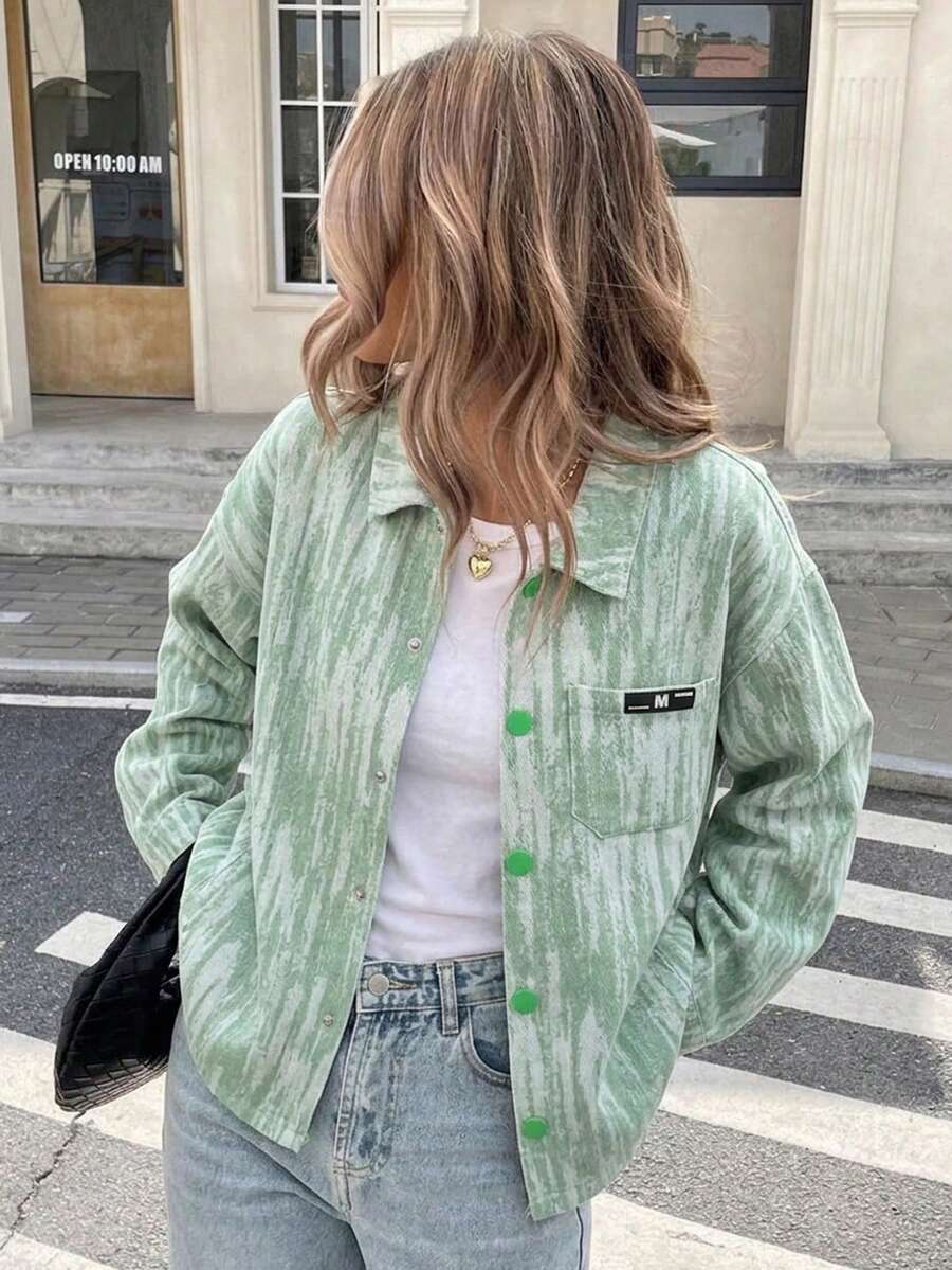 Autumn/Winter Color Block Minimalist Loose American Style Women's Shirt, Women's Commuter Outfit