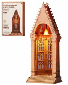 Robotime Rolife 3D Puzzle Twin Towers Cathedral, Wooden Puzzle For Adults, 111-Piece Model Kit, 2 Hours Assembly Time, Collectible Home Decor - TGA03 - View 1