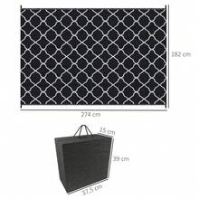 Reversible Outdoor Rug, Plastic Straw Mat W/ Carry Bag Ground Stakes For Garden RV Picnic Beach Camping 182x274cm Black - Default - View 3