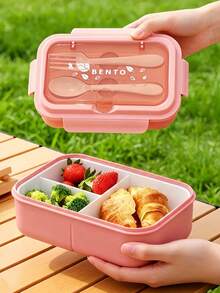 1pc Salad Lunch Box, Lunch Box Container With Spoon And Fork, Microwave And Dishwasher , Suitable For Outings, Work, Picnic Kitchen Storage - Multicolor - View 8