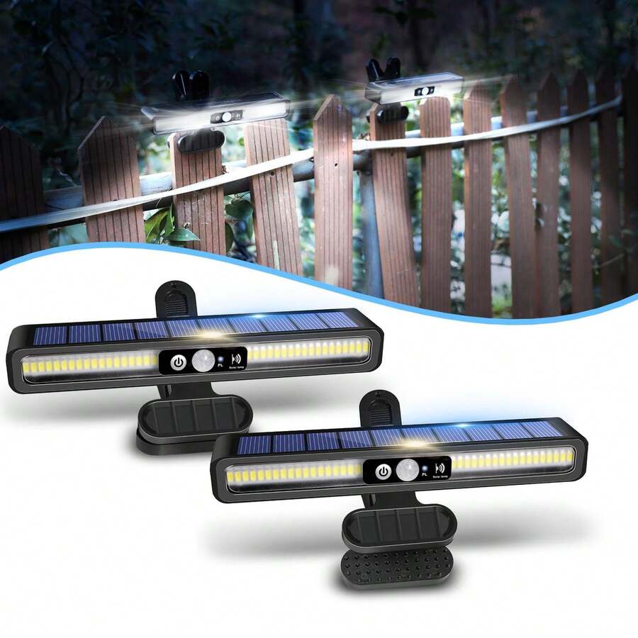 2 buah Lampu Sensor Surya Tahan Air untuk Luar Ruangan, 36 Bohlam LED, Suhu Warna 6000K, Lampu Keamanan Surya Portabel untuk Pagar, Garasi, Berkemah, dan Lainnya