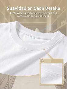 Navy Blue Pure Cotton Blouse, Round Neck, Short Sleeve, Summer Top With Sparkling Heart Design, Lightweight, Soft, Breathable, Casual Style, Ideal For Women - 白色的 - 查看 8