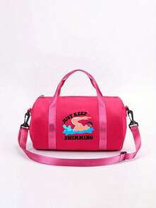 "Just Keep Swimming" Large Capacity Vacation Travel Tote Bag, Unisex Storage Bag Luggage Bag, Dry And Wet Separation Lightweight, Adjustable Crossbody Strap, Durable Fabric, Swimming, Fitness, Dance, Commuting, Outdoor Sports Small Gym Bag, Casual Street Style Minimalist Design, Birthday, Teacher's Day, Thank You Teacher, Back To School Season Gift,Back To School - View 15