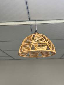 1 Stück Bohemian Cut Out handgewebter Pendelleuchten-Schirm, natürlicher gewebter Kuppel-Lampenschirm, handgewebter Lampenschirm, Deckenleuchte / Esszimmer Pendelleuchte Ersatzzubehör, geeignet für Wohnzimmer / Schlafzimmer / Büro Vintage Dekoration - Halbkreis - Übersicht 5