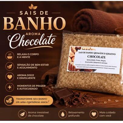 SAIS DE BANHO AROMA CHOCOLATE - ATRAI SENSUALIDADE, ALEGRIA, PRAZER - 300 GRS