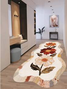 Alfombra de pasillo y alfombra de área antideslizante lavable con impresión digital para sala de estar, diseño moderno | Estilos moderno, escandinavo, bohemio y clásico | 100% poliéster - Rojo - Ver 1