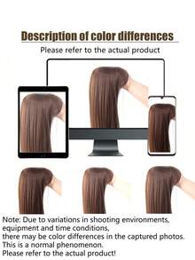 Invisible Seamless Long Straight Wig Bangs Clip-In Hair Topper Natural Replacement Hairpiece, Suitable For Gray Hair, Halloween - Multicolor - View 11