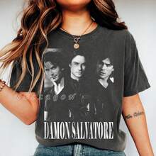 Vintage Damon Salvatore Shirt For Unisex Men And Women 90s - 黑色 - 查看 1
