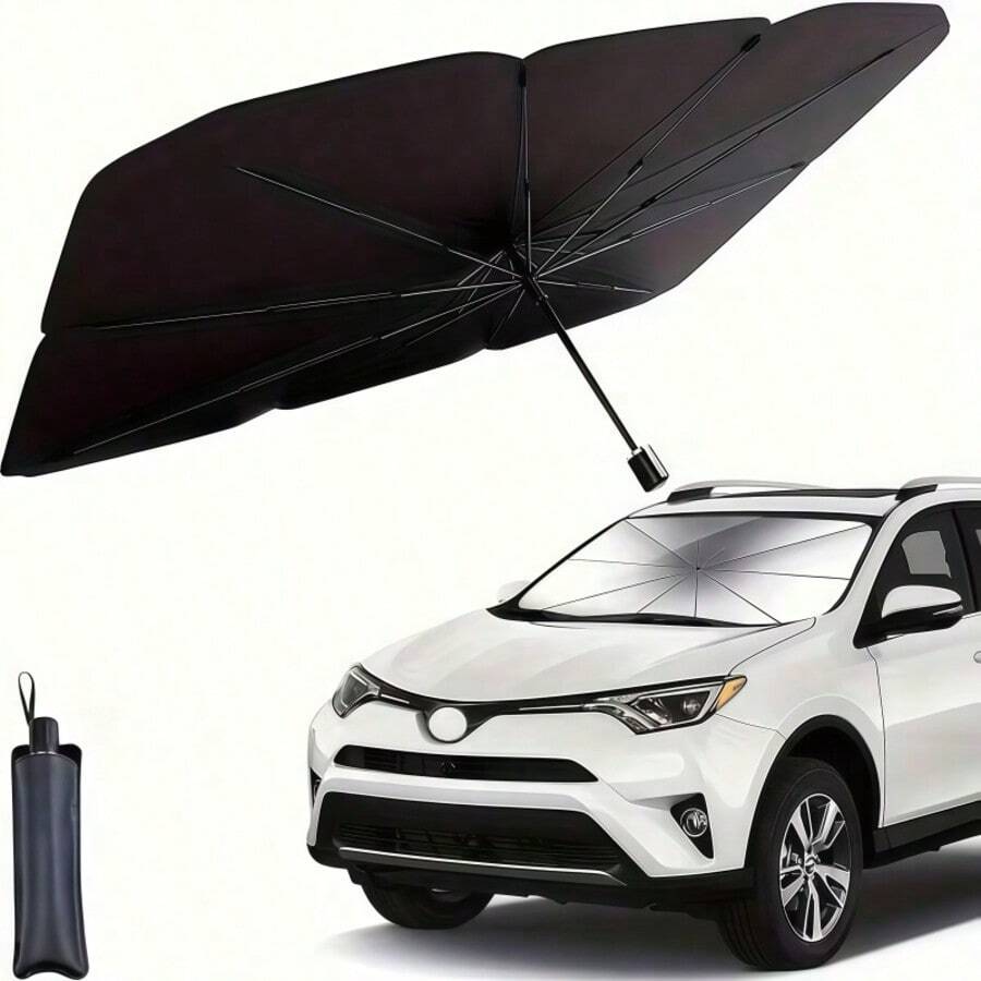 高品質汽車遮陽簾，提供擋風玻璃隔熱與防紫外線保護，可折疊設計方便收納 - 適用於所有車型。非常適合夏季與炎熱天氣 - 給車主的絕佳禮物。