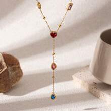 Collar para mujer, acero inoxidable 304 de alta calidad, nuevo estilo de moda, joyería simple para uso diario, perfecto para uso diario y de trabajo, regalos especiales - Dorado - Ver 5