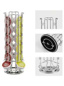 Super life Capsule Storage Rack, Coffee Capsule Storage Rack, 360 Degree Rotating, Capsule Dispenser, Capsule Storage Display Rack - Silver - View 4