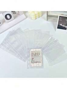 10pcs/Bag A8 Transparent Loose Leaf Pages, Double-Sided Photo Album Inner Pages, Loose Leaf Binder Inserts, Sticker Book Inner Pages, Loose Leaf Binder Pockets, Suitable For Idol Photo Cards, Postcards, Photos, Access Cards Storage, Office Stationery - A - View 5