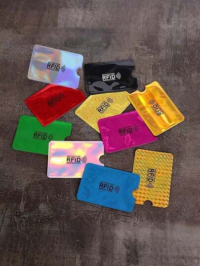 10pcs RFID Blocking Card Sleeves - Anti-Theft, NFC Blocking ID And Credit Card Protector, Silver Anti Degaussing Bank Card Identity Shield, Anti-Scanning, Anti-Magnetic, Anti-Theft, Anti-Theft, Swiping Card Holder, Card Sticker, Card Protector