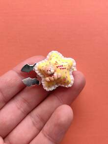 1PC/2PCS 3D Cute Cartoon Pattern Button Covers, Shirts Button Cover Clip On Button Covers Fashion Crystal Cufflinks Cover - Yellow - View 5