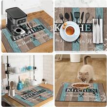 1 buah Alas Pengering Piring, Alas Mesin Kopi, Latar Belakang Serat Kayu Vintage, Dihiasi dengan Siluet Peralatan Dapur, Pola Hati dan Slogan Bahasa Inggris, Bahan Poliester, Sangat Menyerap dan Tahan Lama, Cocok untuk Meja Makan, Kafe dan Suasana Lainnya, Alas Pengering Serbaguna, Hadiah Rumah, Dekorasi Meja - XYLSD-510 - View 9