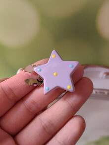 1PC/2PCS Elegant Polka Dot Star Button Covers, Shirts Button Cover Clip On Button Covers Fashion Crystal Cufflinks Cover - Mauve Purple - View 5