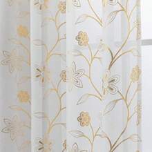 2pcs White Voile Curtains With Gold Foil Printing, Easy Installation With Grommets, Suitable For Bedroom, Living Room, Bay Window, Corridor, Study, Balcony, Kitchen And Other Scenes, All Seasons - 2pcs - View 11
