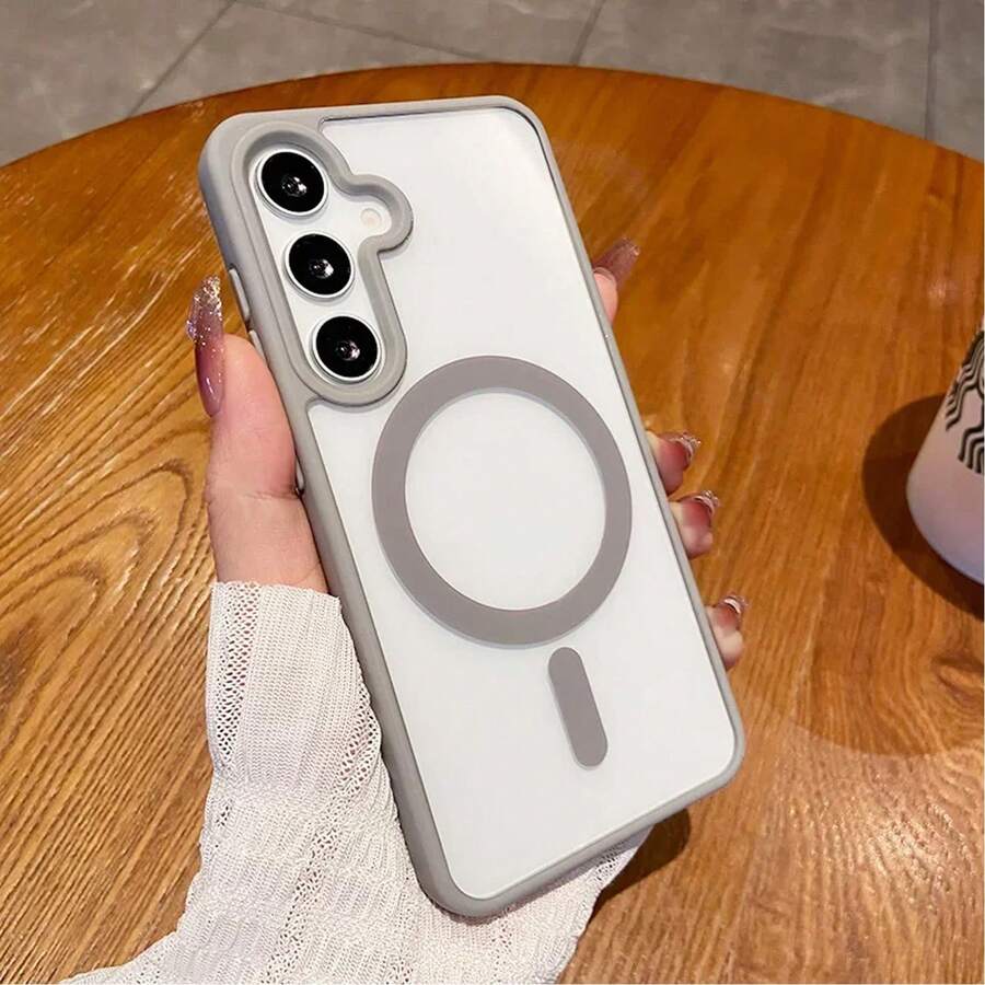 Compatible With Samsung Galaxy A56 A36 A26 A16 A06 S26 S25 FE S26 FE A57 A37 A17 A07 Case Strong Magnetic Cover Slim Shockproof Case For S26 Ultra S25 Ultra S24 Ultra S23 Ultra With Translucent Hard Back - Grey - View 1